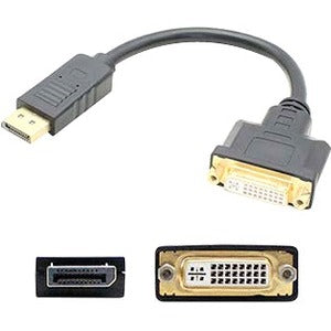 AddOn 8in HP FH973AT Compatible DisplayPort Male to DVI-I Female Black Adapter Cable (Requires DP++) - GreatEagleInc