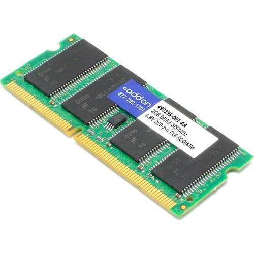 AddOn AA800D2S6/2G x1 HP 493195-001 Compatible 2GB DDR2-800MHz Unbuffered Dual Rank 1.8V 200-pin CL6 SODIMM - GreatEagleInc