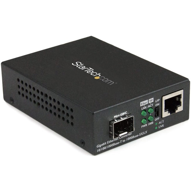 StarTech.com Gigabit Ethernet Fiber Media Converter with Open SFP Slot - Supports 10/100/1000 Networks - GreatEagleInc