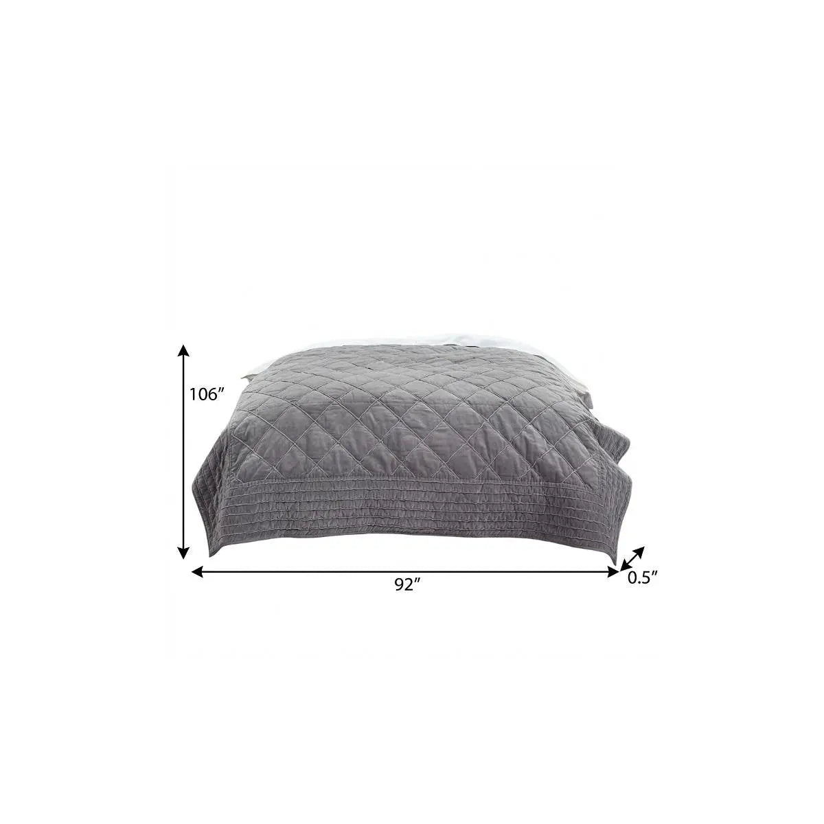 92" X 106" Gray Geometric Cotton Quilt Homeroots Bed & Bath