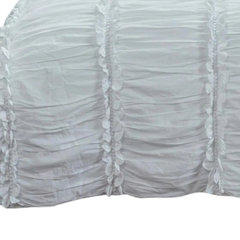 92" X 90" White Striped Cotton Quilt Homeroots Bed & Bath
