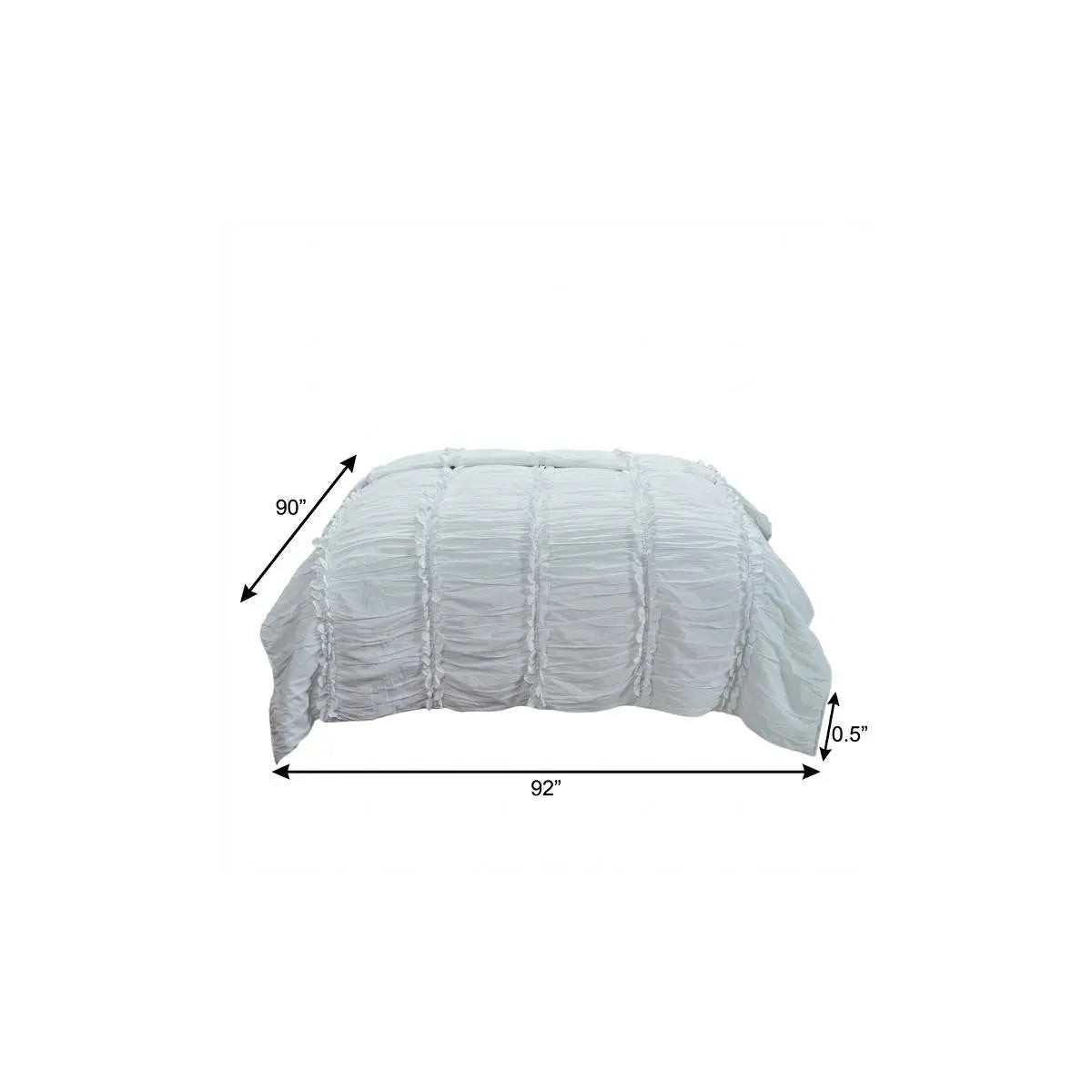92" X 90" White Striped Cotton Quilt Homeroots Bed & Bath