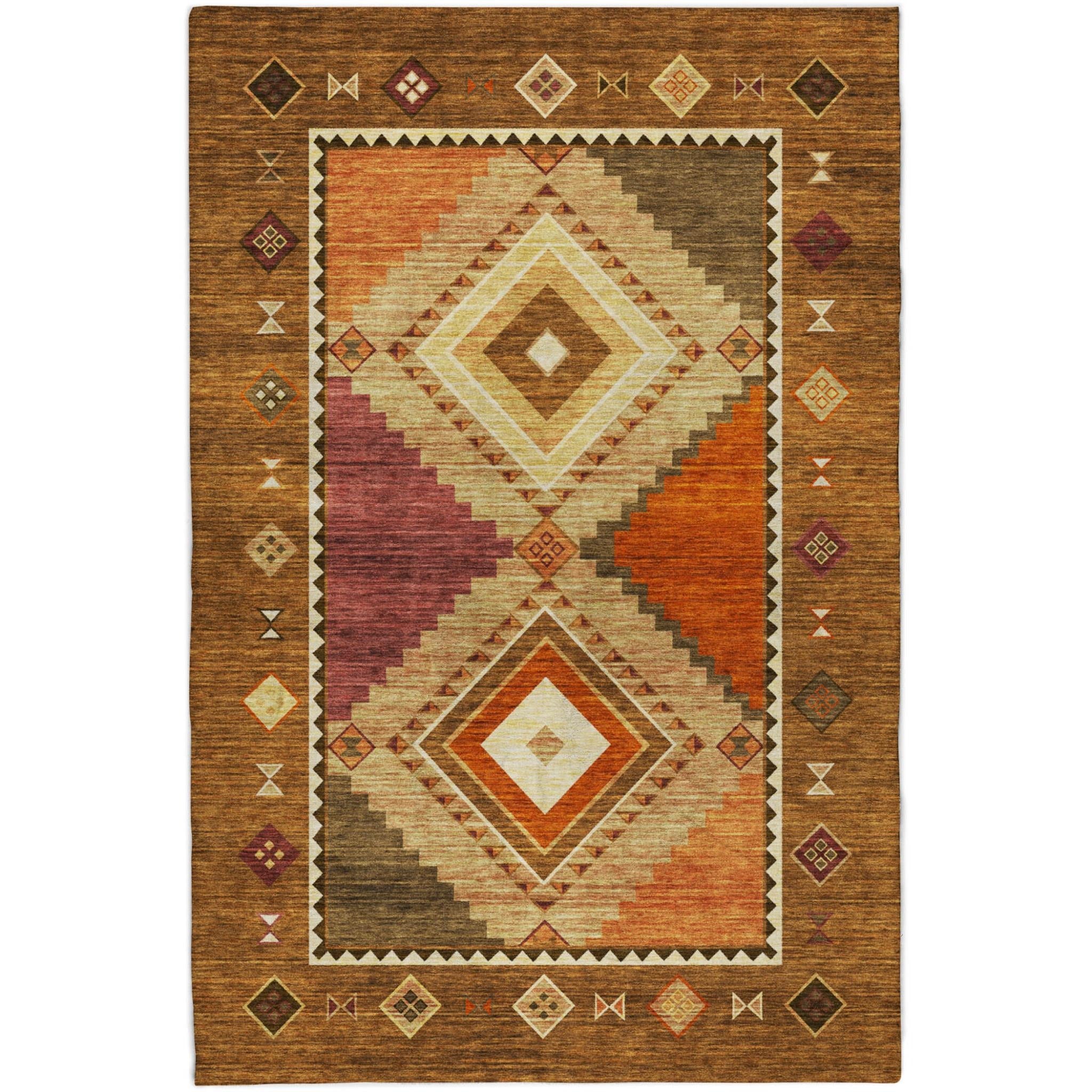 10' X 14' Brown And Chocolate Geometric Shag Washable Area Rug With UV Protection - Home & Garden