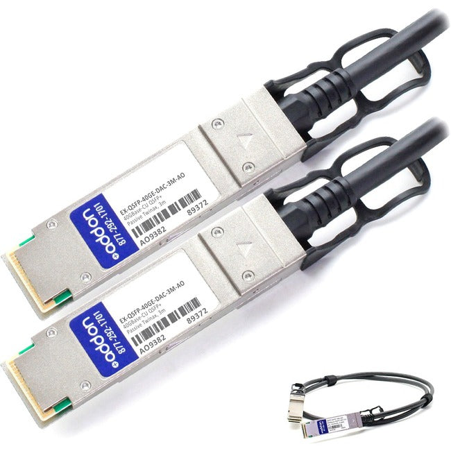 AddOn Juniper Networks EX-QSFP-40GE-DAC-3M Compatible TAA Compliant 40GBase-CU QSFP+ to QSFP+ Direct Attach Cable (Passive Twinax, 3m) - GreatEagleInc