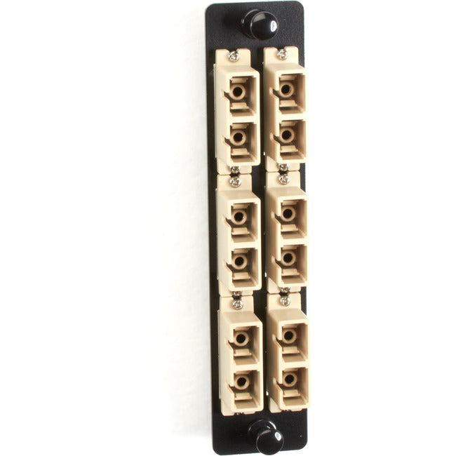 Black Box High-Density Adapter Panel, Bronze Sleeves, (6) SC Duplex Pairs, Beige - GreatEagleInc