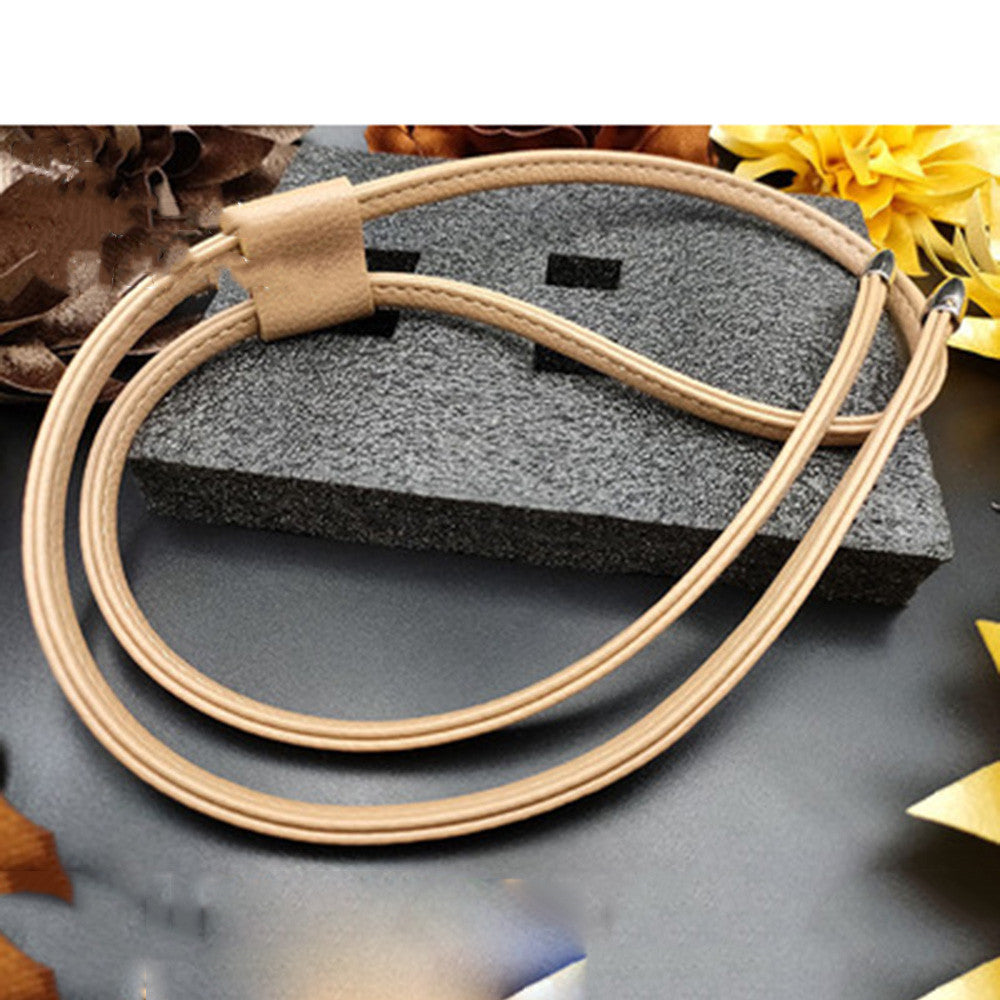 Women Detachable Pu Leather Bag Strap Diy Replacement Bucket Bag Drawstring Rope Backpack Beam Pocket Purse Accessories Apricot Total 100cm