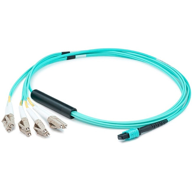 AddOn 10m MPO (Female) to 8xLC (Male) 8-strand Aqua OM4 Fiber Fanout Cable - GreatEagleInc