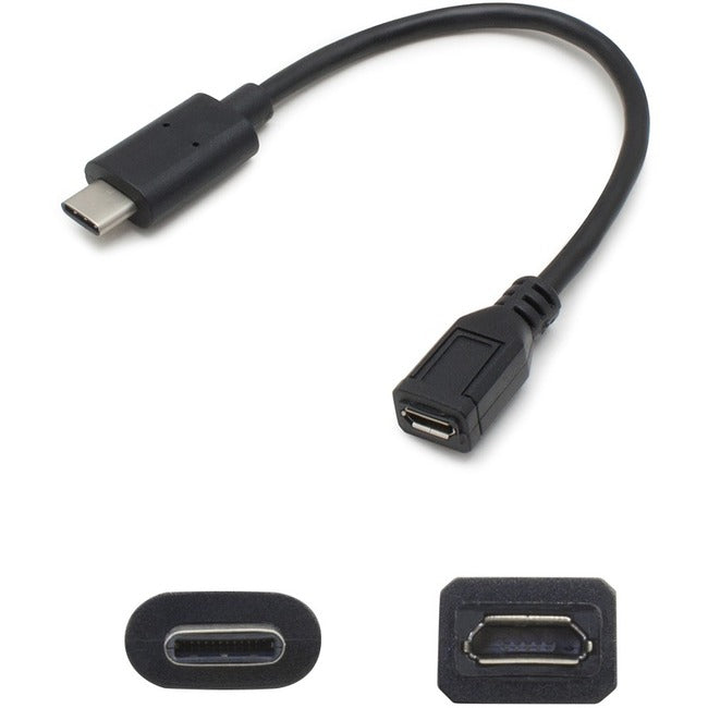 AddOn 7in USB 3.1 (C) Male to Micro-USB 2.0 (B) Female Black Adapter Cable - Computers & Electronics