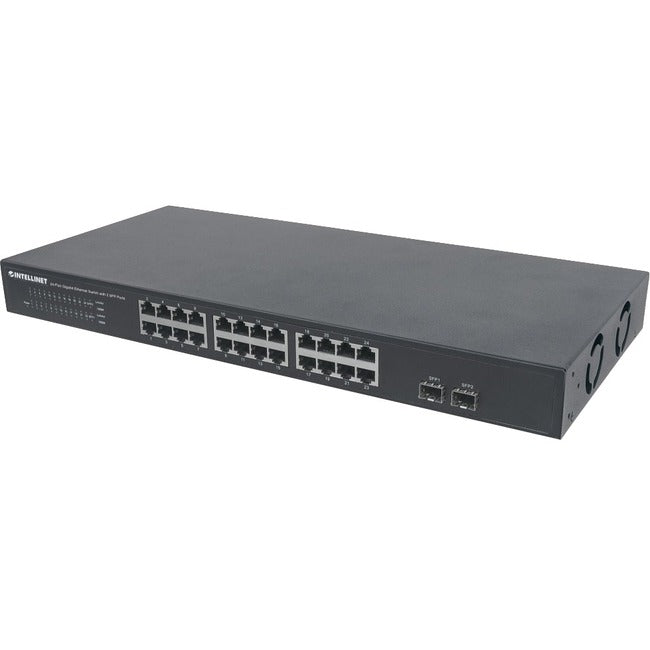 Intellinet Network Solutions 24-Port Gigabit Switch with 2 SFP Ports, Rackmount