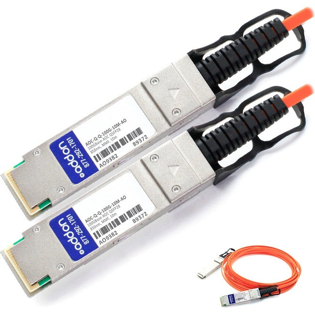 AddOn Arista Networks Compatible TAA Compliant 100GBase-AOC QSFP28 to QSFP28 Active Optical Cable (850nm, MMF, 10m) - GreatEagleInc