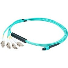 AddOn 5m MPO (Female) to 8xLC (Male) 8-strand Aqua OM4 Fiber Fanout Cable