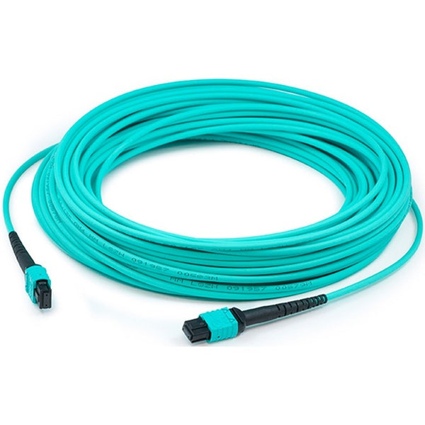 AddOn 6m MPO (Female) to MPO (Female) 12-strand Aqua OM4 Crossover Fiber OFNR (Riser-Rated) Patch Cable - GreatEagleInc