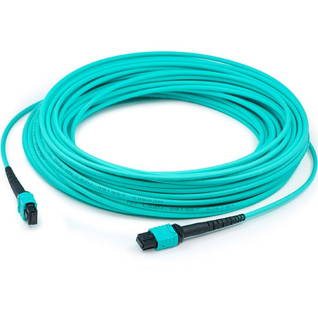 AddOn 8m MPO (Female) to MPO (Female) 12-strand Aqua OM4 Crossover Fiber OFNR (Riser-Rated) Patch Cable - GreatEagleInc