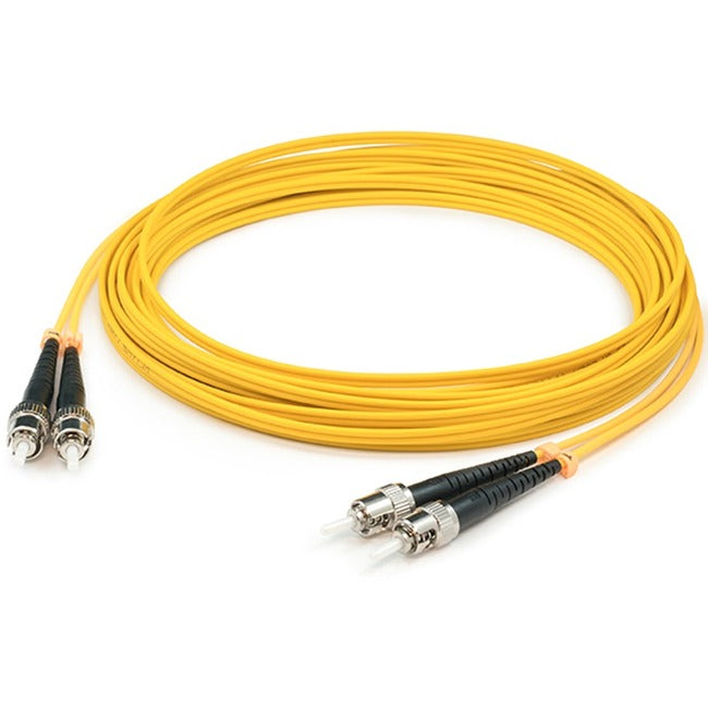 AddOn 15m ST (Male) to ST (Male) Yellow OS1 Duplex Fiber OFNR (Riser-Rated) Patch Cable - GreatEagleInc