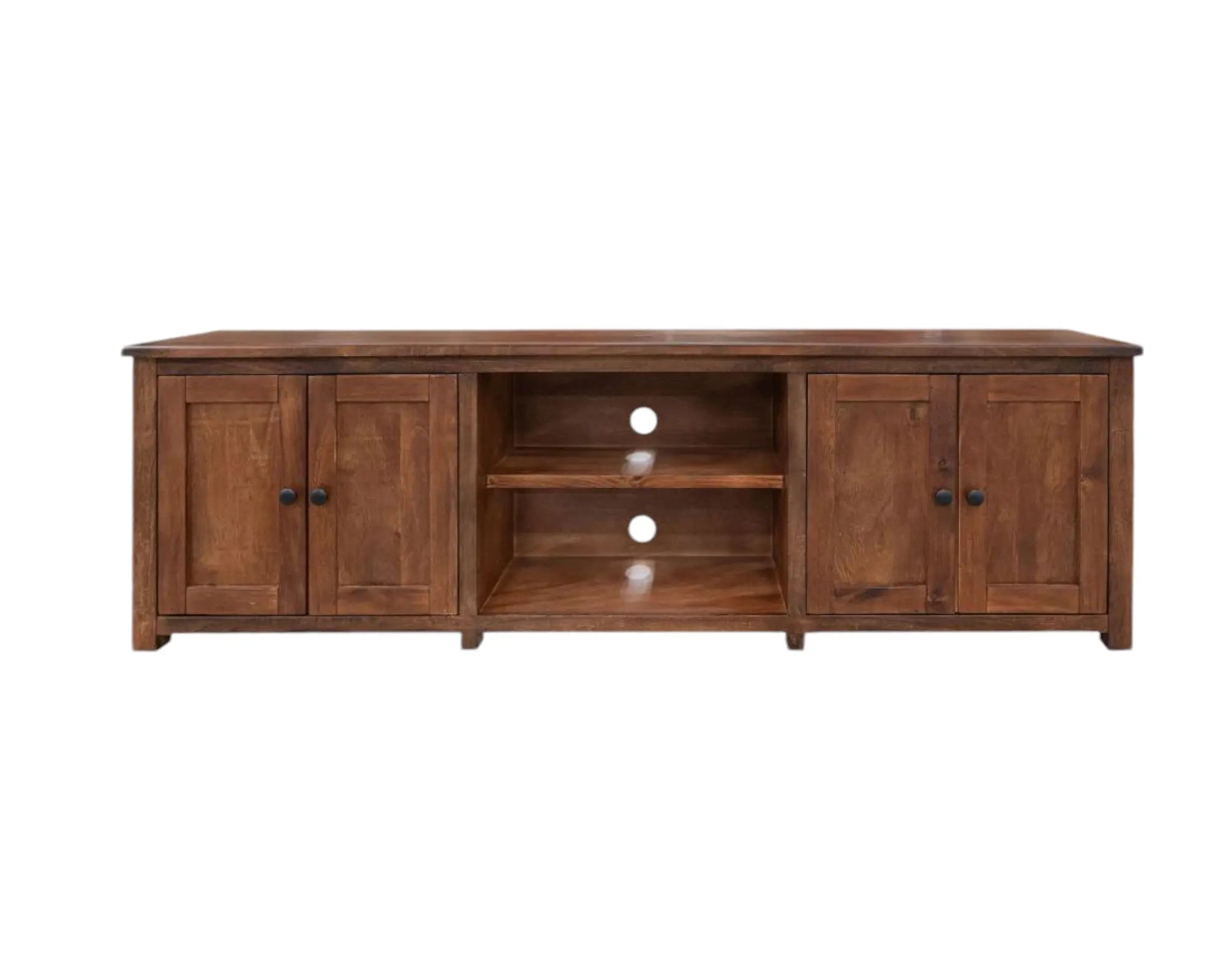 93" Brown Solid Wood Cabinet Enclosed Storage Distressed TV Stand Homeroots Living Room