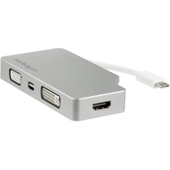 StarTech.com USB-C Multiport Video Adapter - 4-in-1 USB-C to DVI / HDMI / VGA / mDP Video Adapter - Silver- 4K 30 Hz -…