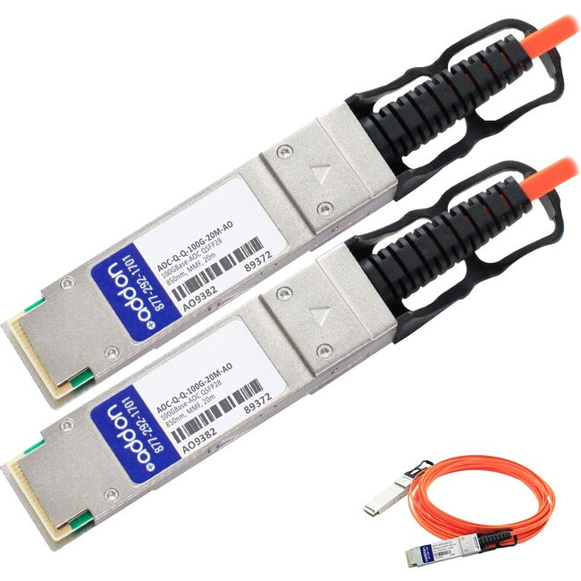 AddOn Arista Networks AOC-Q-Q-100G-20M Compatible TAA Compliant 100GBase-AOC QSFP28 to QSFP28 Direct Attach Cable (850nm, MMF, 20m) - GreatEagleInc