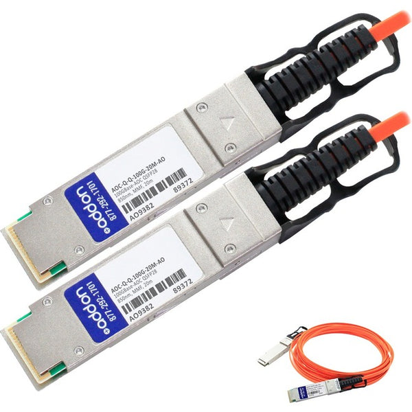 AddOn Arista Networks AOC-Q-Q-100G-20M Compatible TAA Compliant 100GBase-AOC QSFP28 to QSFP28 Direct Attach Cable (850nm, MMF, 20m) - GreatEagleInc