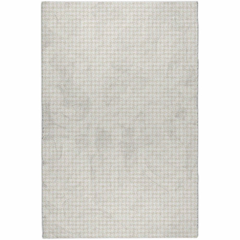 5' X 8' Linen And Ivory Houndstooth Shag Washable Area Rug With UV Protection - Home & Garden