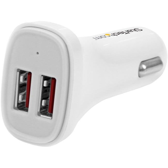 StarTech.com Dual Port USB Car Charger - White - High Power 24W/4.8A - 2 port USB Car Charger - Charge two tablets at once Default Title