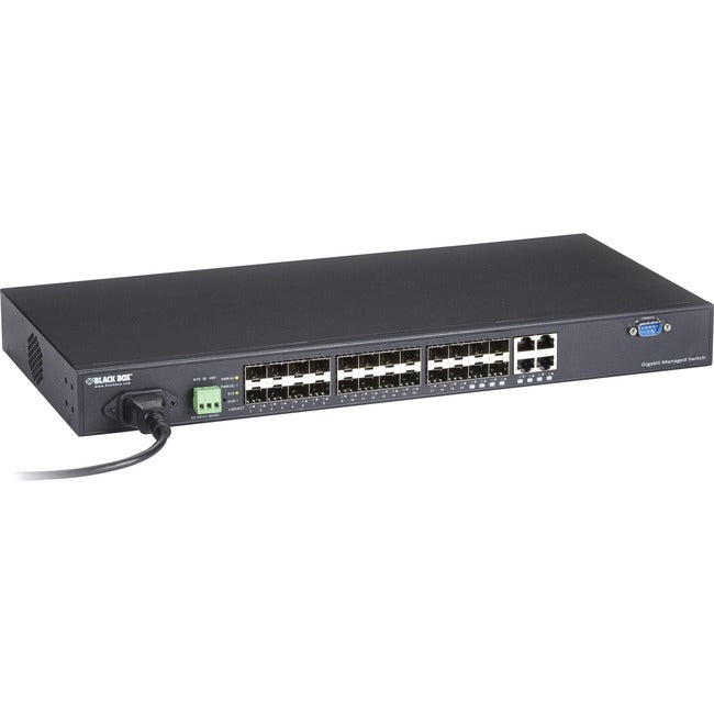 Black Box SFP Gigabit Managed Fiber Switch - 24-Port - GreatEagleInc