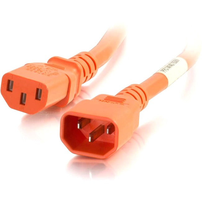 C2G 10ft 18AWG Power Cord (IEC320C14 to IEC320C13) - Orange - GreatEagleInc