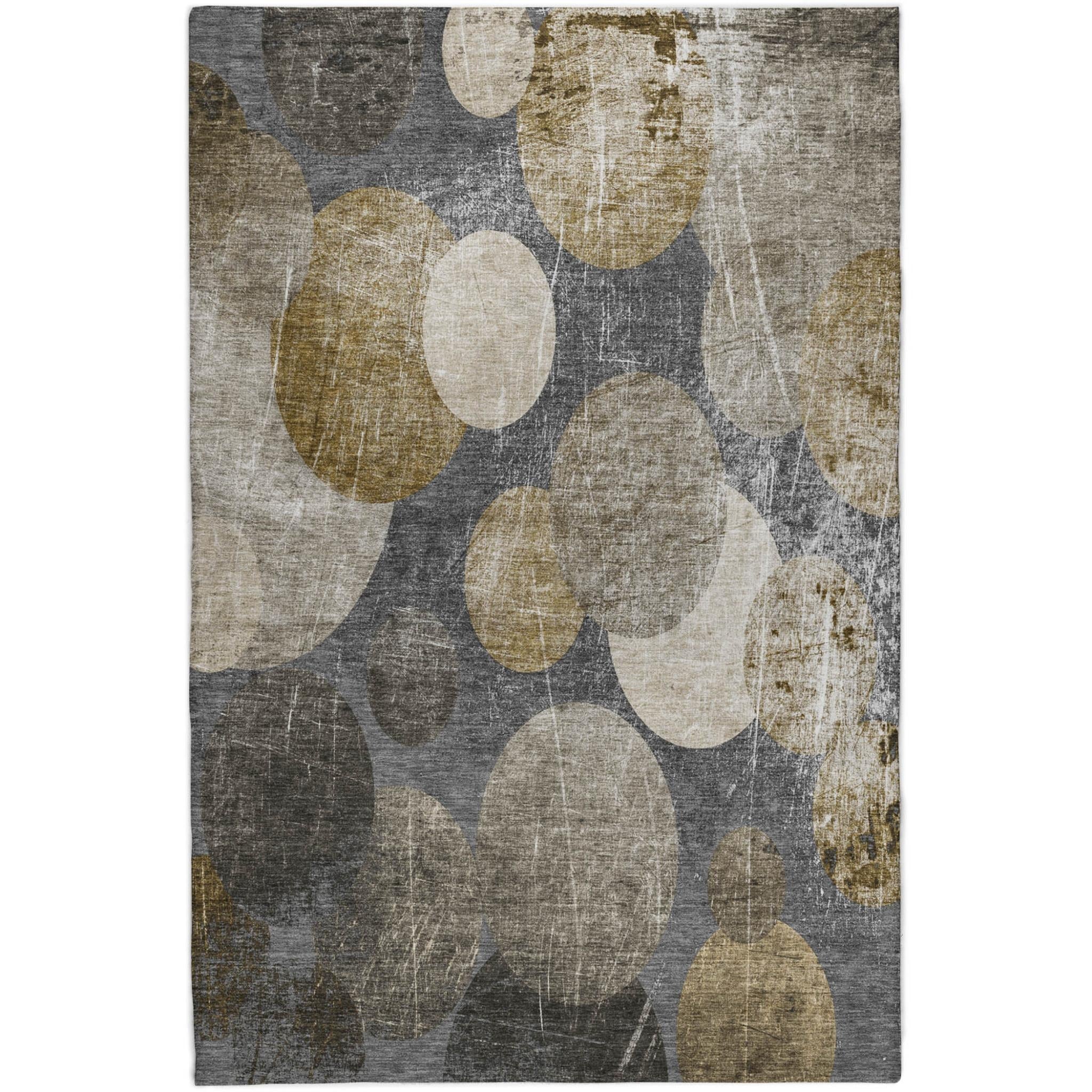 10' X 14' Brown And Taupe Geometric Shag Washable Area Rug With UV Protection - Home & Garden