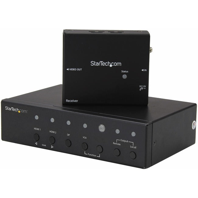 StarTech.com Multi-Input HDBaseT Extender with Built-in Switch - DisplayPort VGA and HDMI Over CAT5 or CAT6 - Up to 4K - up to 230 ft - GreatEagleInc