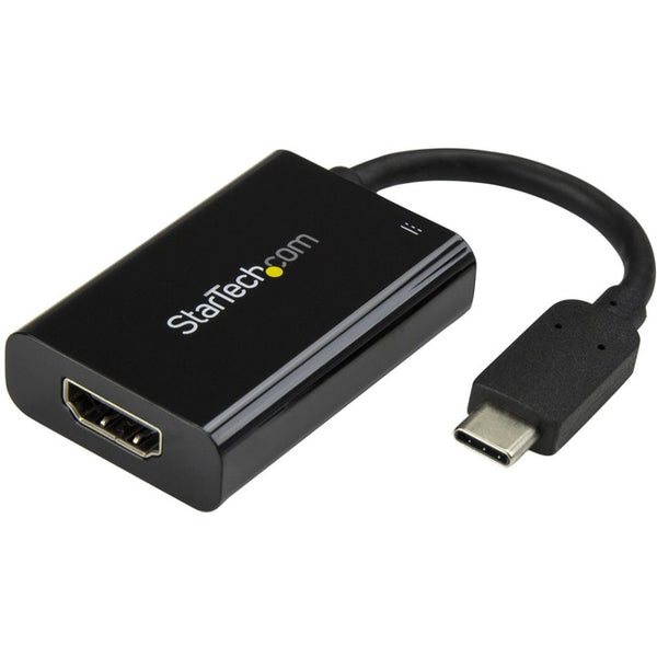 StarTech.com USB-C to HDMI 4K Adapter - 60W USB PD - USB Type C to HDMI - Black - 4K 60Hz - Thunderbolt 3 Compatible - CDP2HDUCP - GreatEagleInc