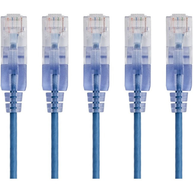 Monoprice 5-Pack, SlimRun Cat6A Ethernet Network Patch Cable, 5ft Blue Default Title