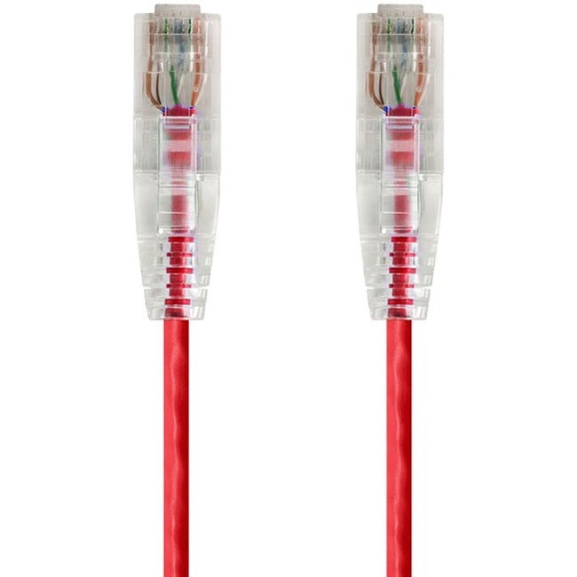 Monoprice SlimRun Cat6 28AWG UTP Ethernet Network Cable, 2ft Red - GreatEagleInc