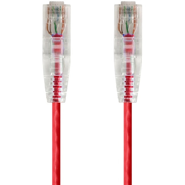 Monoprice SlimRun Cat6 28AWG UTP Ethernet Network Cable, 7ft Red Default Title