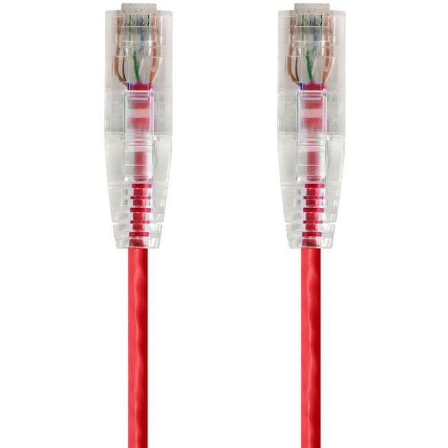 Monoprice SlimRun Cat6 28AWG UTP Ethernet Network Cable, 10ft Red Default Title