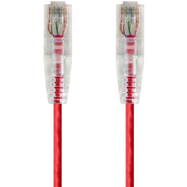 Monoprice SlimRun Cat6 28AWG UTP Ethernet Network Cable, 10ft Red Default Title