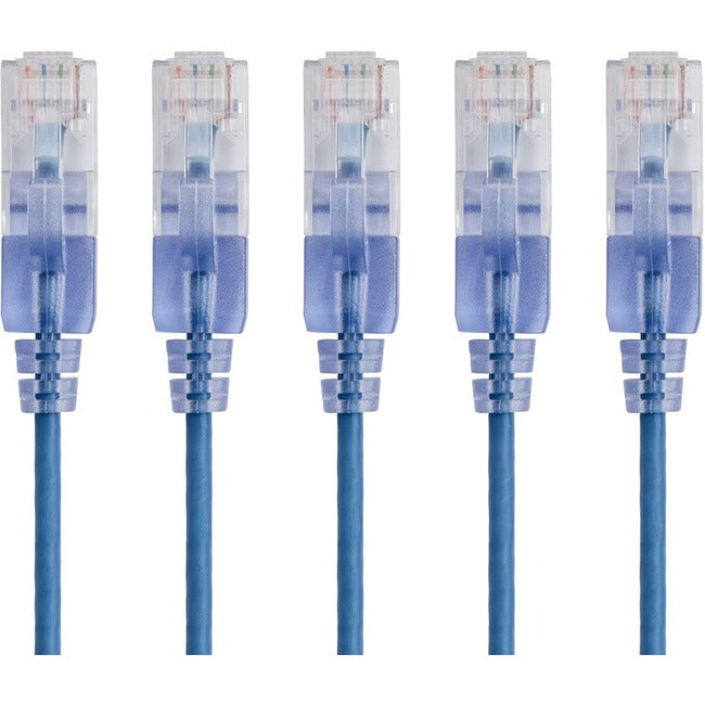 Monoprice 5-Pack, SlimRun Cat6A Ethernet Network Patch Cable, 7ft Blue