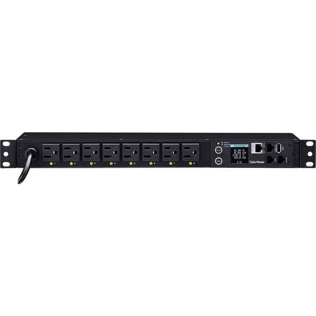 CyberPower PDU81001 Switched Metered-by-Outlet PDU, 100-120V, 15A, 8 Outlets (5-15R), 1U Rackmount