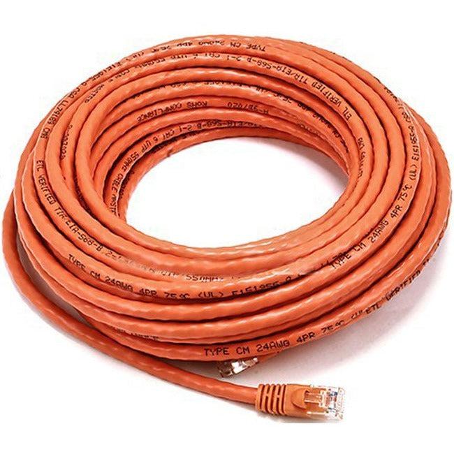 Monoprice 50FT 24AWG Cat6 500MHz Crossover Bare Copper Ethernet Network Cable - Orange Default Title