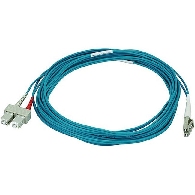 Monoprice 10Gb Fiber Optic Cable, LC/SC, Multi Mode, Duplex - 5 Meter (50/125 Type) - Aqua Default Title
