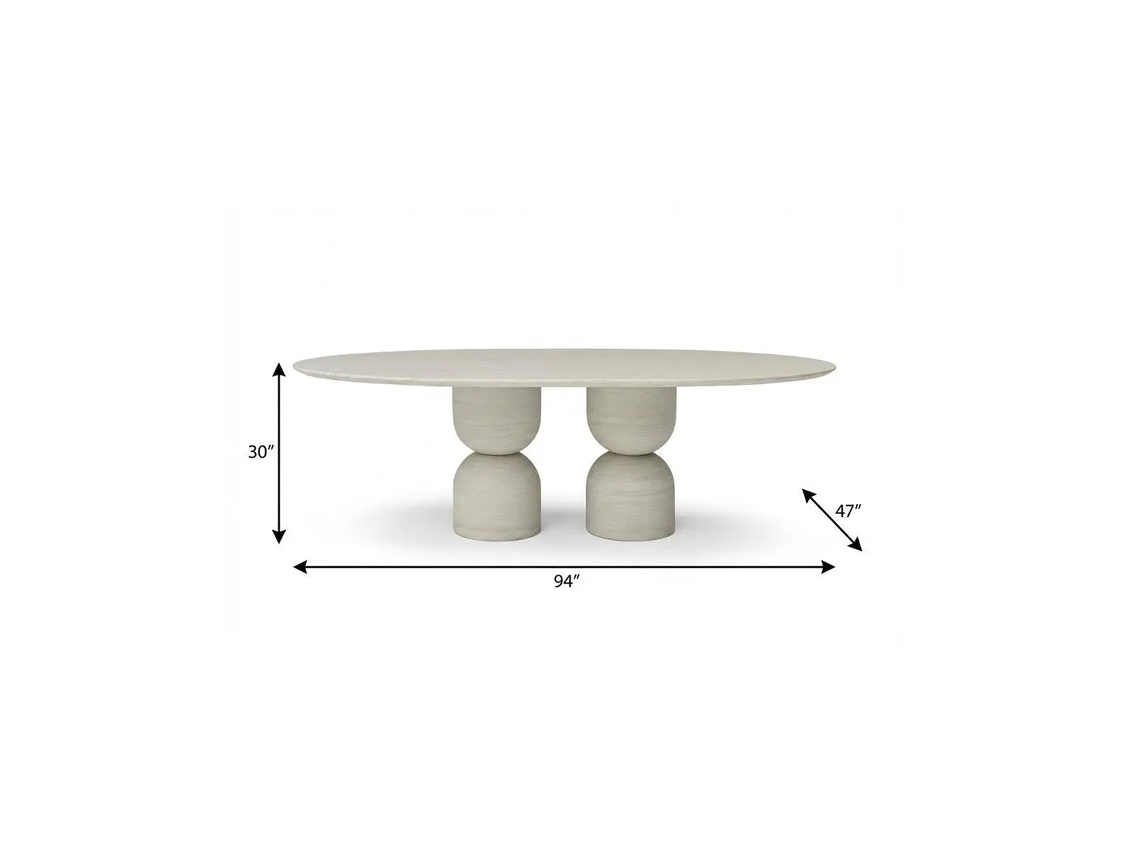 94" Beige Marble Double Pedestal Base Oval Dining Table Homeroots Kitchen & Dining