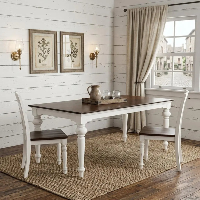 94" Dark Brown And White Solid Wood Dining Table Homeroots Kitchen & Dining
