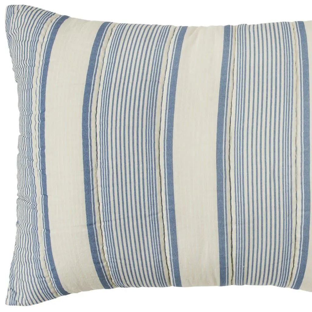 94" X 68" Indigo Striped Cotton Quilt Homeroots Bed & Bath