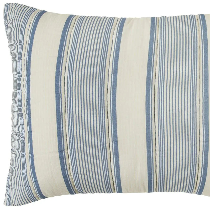 94" X 68" Indigo Striped Cotton Quilt Homeroots Bed & Bath