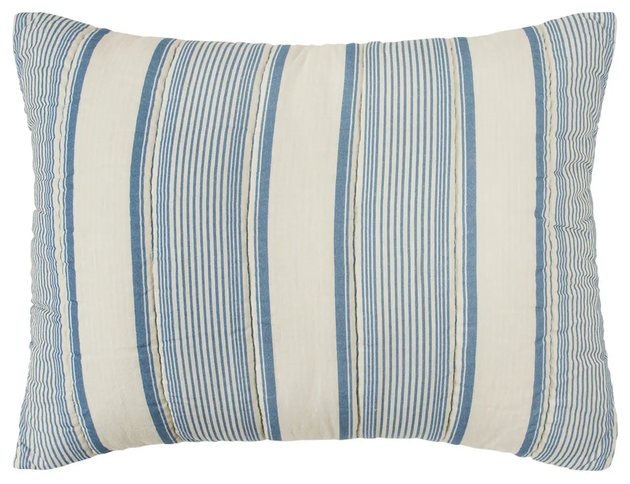 94" X 68" Indigo Striped Cotton Quilt Homeroots Bed & Bath