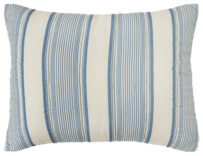 94" X 68" Indigo Striped Cotton Quilt Homeroots Bed & Bath