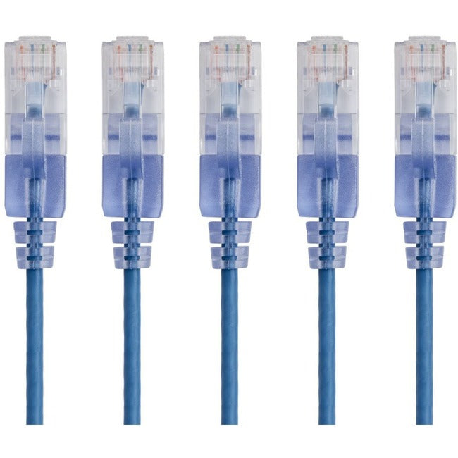 Monoprice 5-Pack, SlimRun Cat6A Ethernet Network Patch Cable, 1ft Blue - Computers & Electronics