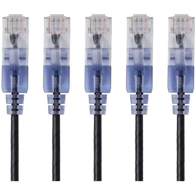 Monoprice 5-Pack, SlimRun Cat6A Ethernet Network Patch Cable, 3ft Black Default Title