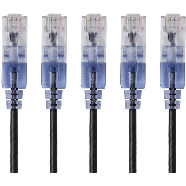 Monoprice 5-Pack, SlimRun Cat6A Ethernet Network Patch Cable, 7ft Black Default Title