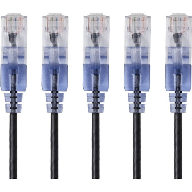 Monoprice 5-Pack, SlimRun Cat6A Ethernet Network Patch Cable, 14ft Black - GreatEagleInc