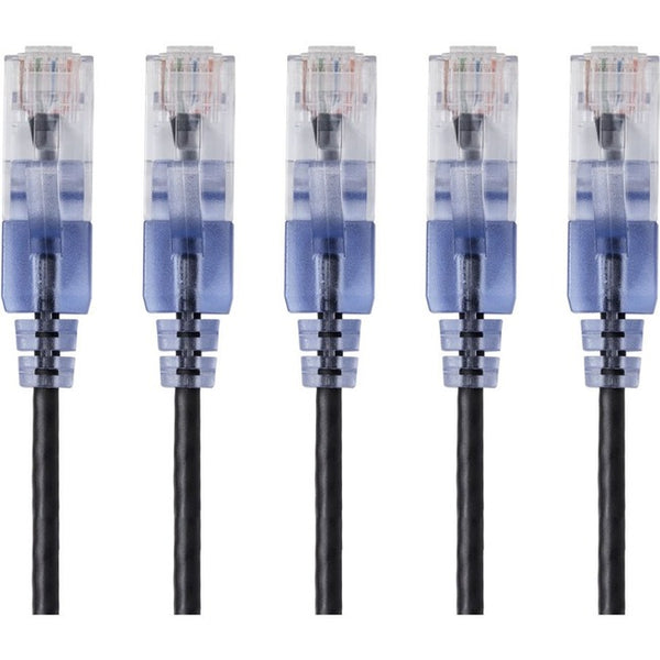 Monoprice 5-Pack, SlimRun Cat6A Ethernet Network Patch Cable, 14ft Black - GreatEagleInc