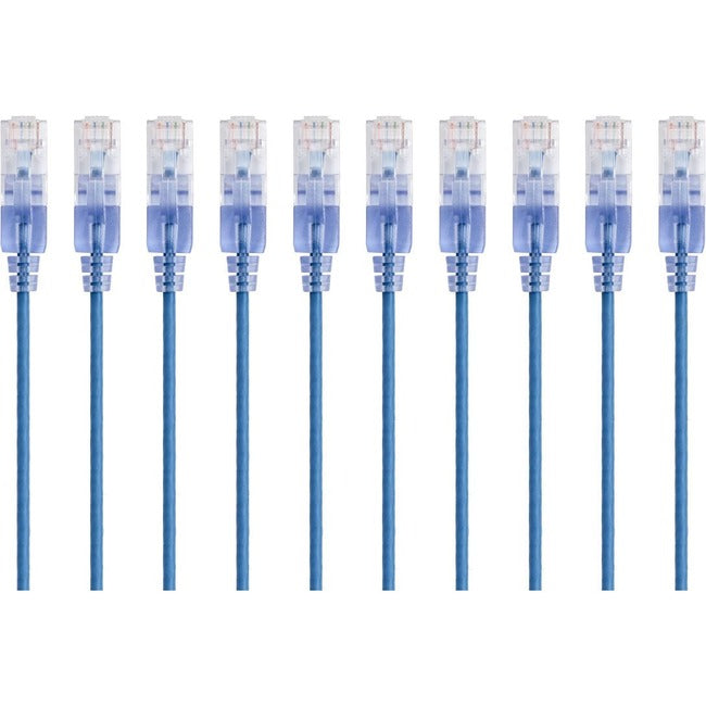Monoprice 10-Pack, SlimRun Cat6A Ethernet Network Patch Cable, 3ft Blue - Computers & Electronics